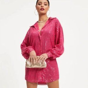 SLA the Label Cindy Sequin Shirt Dress